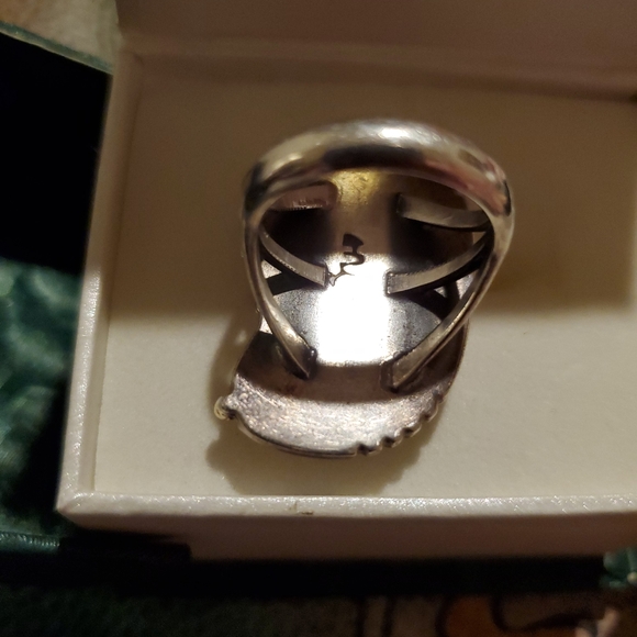 Native Am. Turquoise Coral 10Kt Gold Silver ring - Picture 4 of 7